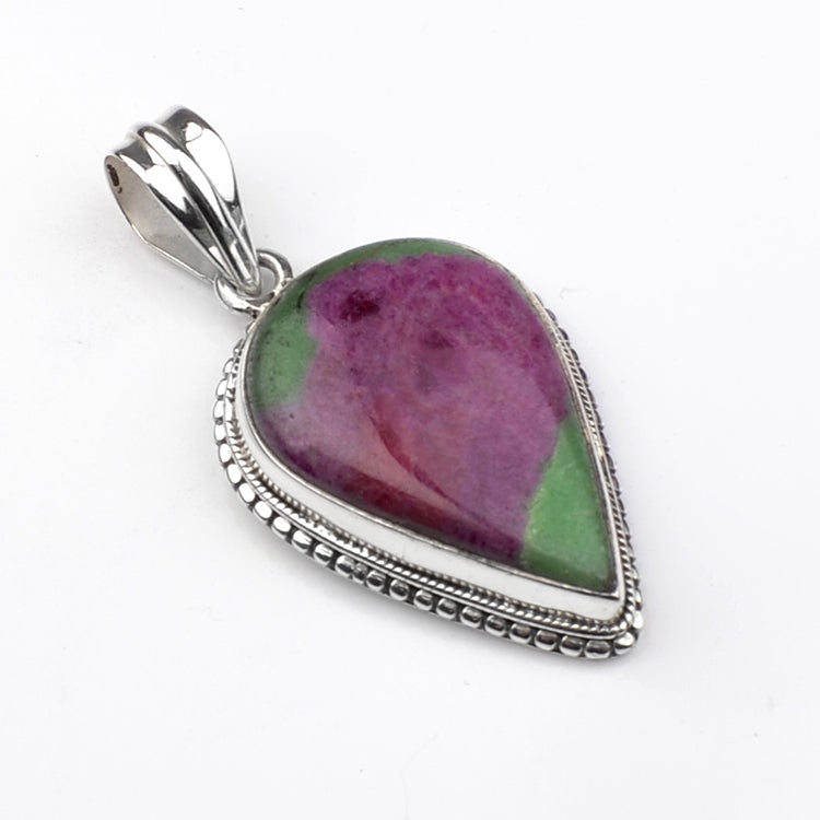 Natural Ruby Zoisite Anyolite Silver Necklace, Ruby Zoisite Anyolite Pendant, Ruby Zoisite Men Necklace, 2024 Special Piece, Gift for Her Him