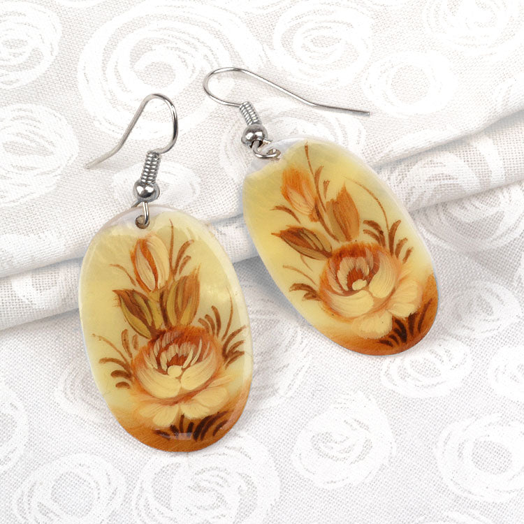 Floral Polymer Clay Earrings, Hand Painted Earrings