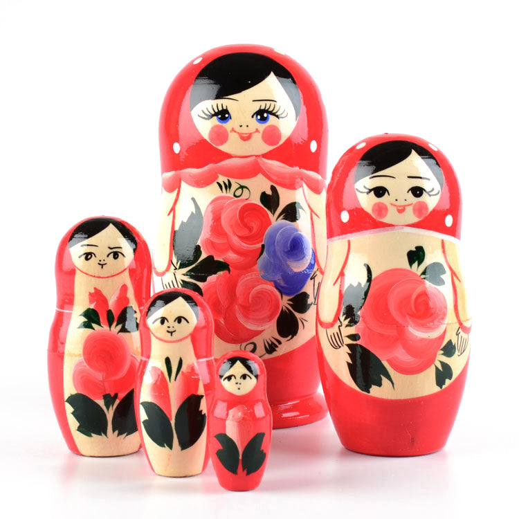 Traditional Nesting Doll w/ Rose 5pc./4