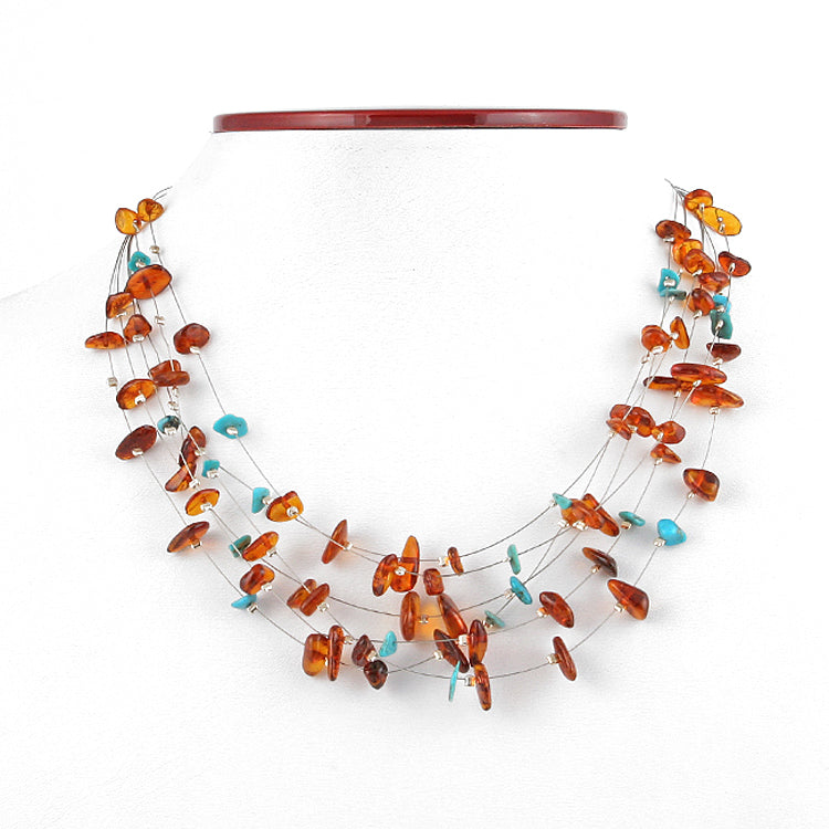 Amber and sale turquoise necklace