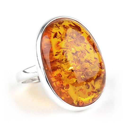 Honey Amber Bezel Ring