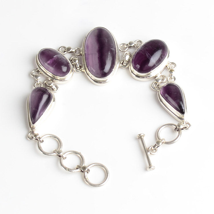 Purple Fluorite with Silver Bracelet