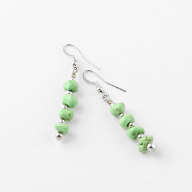 TINY Green Turquoise Earrings / Sterling Silver Earrings / Gift for Her /  Silver Dangle Earrings / Tiny Earrings / Jewelry Sale / Bohemian - Etsy