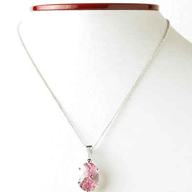 Pink hot Topaz Pendant, Cubic Zirconia Sterling Silver, Gold Plated Necklace