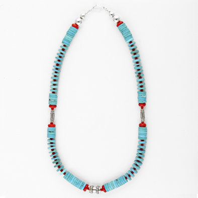 Brilliant Triple-Strand Red & Turquoise Bead Necklace – Gem Set Love
