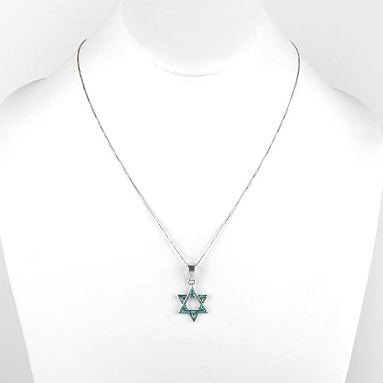 Silver Star of David Necklace; 925 Star Necklace; outlet Opal Star of David Necklace; White Opal Star of David Pendant; Opal Star, Infinity Close