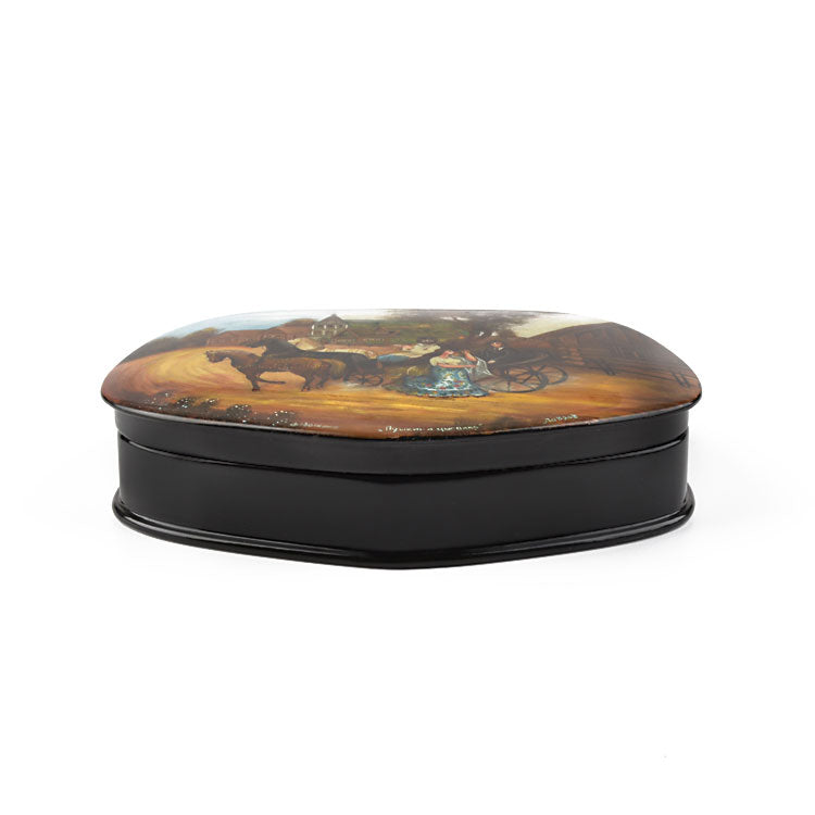 Russian deals Black Lacquer Box Fedoskino jewelry box