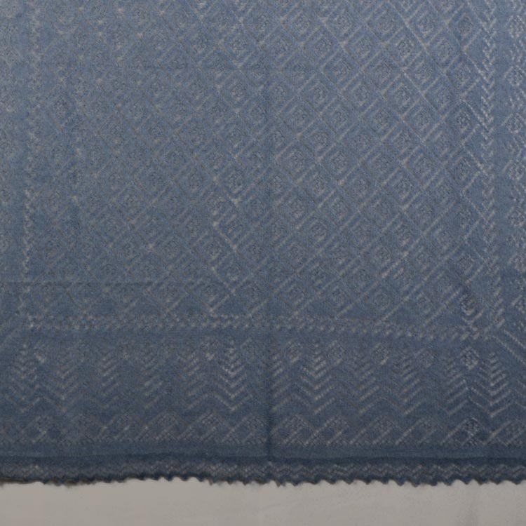 Dusky Blue Orenburg Cashmere  Shawl